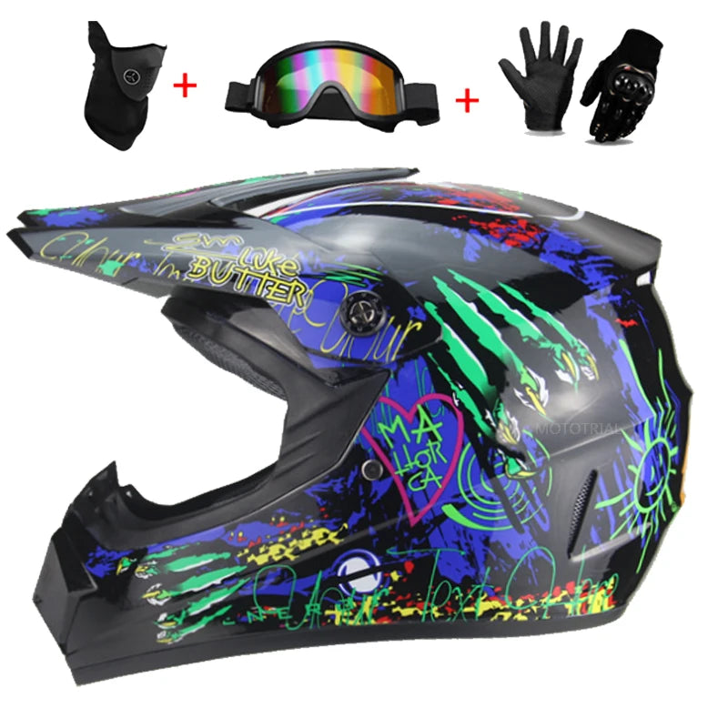 Motorcycle Helmet Youth Kids Adult Full Helmets Motocross Off-road Safety Protection DOT
