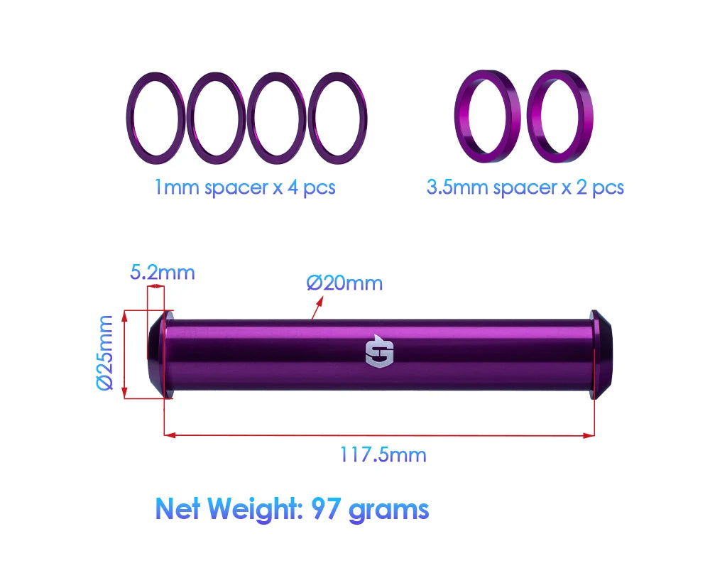 Gateshark-Alloy BMX Race Bike Accessories, 20mm Thru Axle, Bicycle Accessory, Full Machine for Front Hub, Anodizing Color