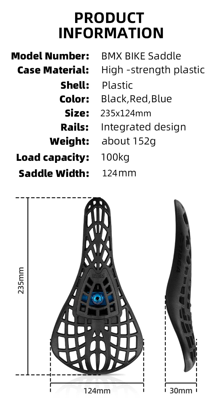 BMX Racing Bike Saddle, Tioga Spider MTB Dirt Jump Seat, Shock Absorber Breathable Bicycle Seat Cushion With 25.4/27.2/30.9mm Seat Tube