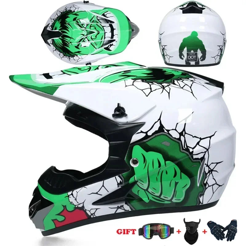 Motorcycle Helmet Youth Kids Adult Full Helmets Motocross Off-road Safety Protection DOT